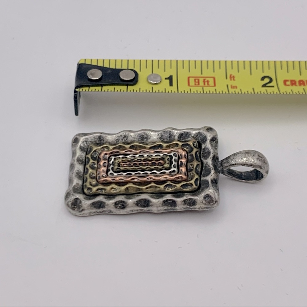Lia Sophia geometric Signed Silver, Copper, & Brass Metal Triangle Pendant Slide - Picture 4 of 5